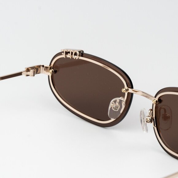 Off-White MIAMI Men Sunglasses Gold Brown Oval OERI13M MIAMI 7664 NEW AUTHENTIC - Picture 8 of 16